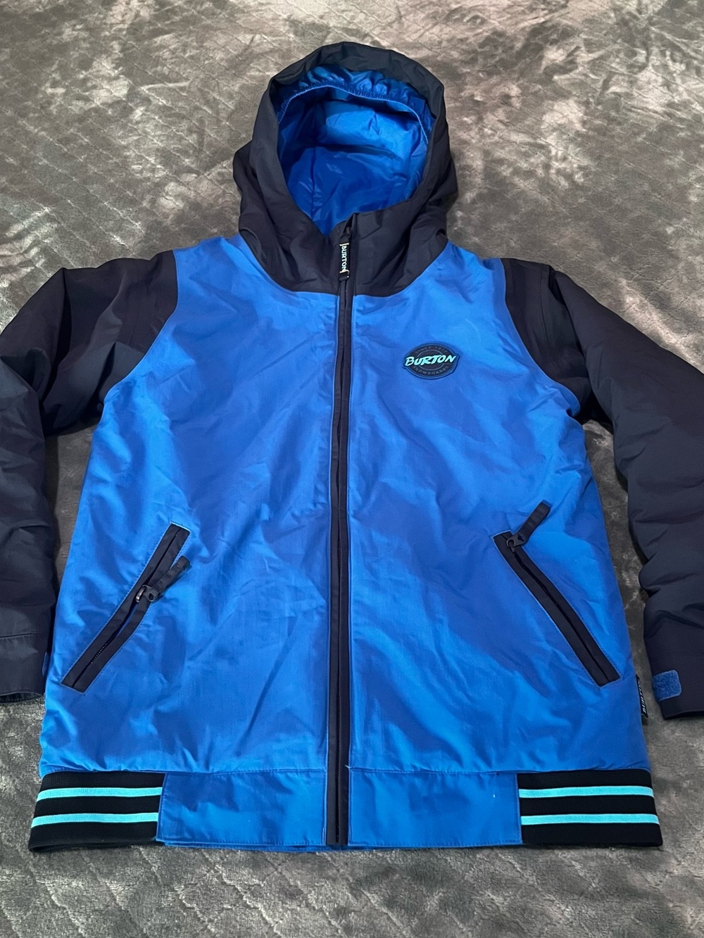 Burton Ski Snowboard Bright Blue and Navy Hooded Snow Jacket boy M